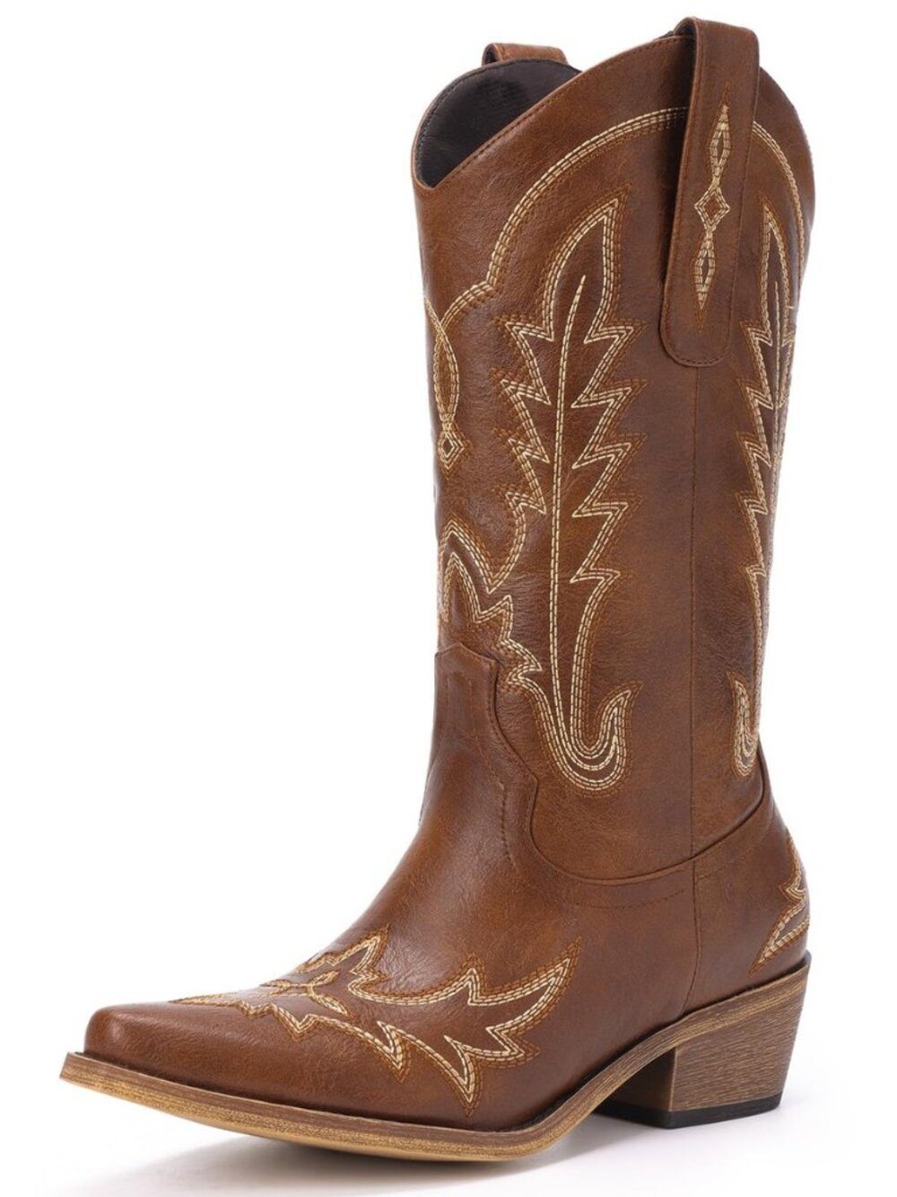 Cowboy Boots for Women - Cowgirl Boots with Embroidery, Chunky Heel Pointed Toe